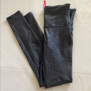 SPANX Black Jeggings Sleek Faux Leather Look